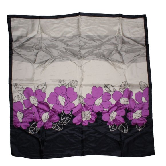 Unbranded Accessories - Colorful Polyester 35" X 35" Square Scarf Purple Floral Geometric Designer Luxe